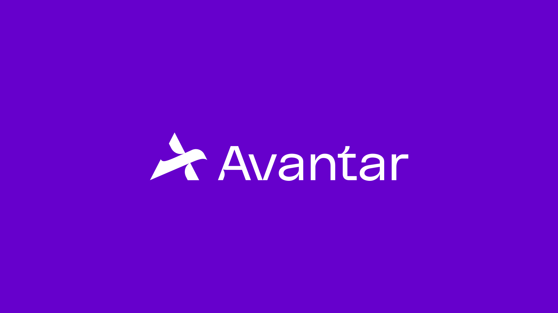 Avantar Logotipo horizontal da Avantar em branco sobre roxo
