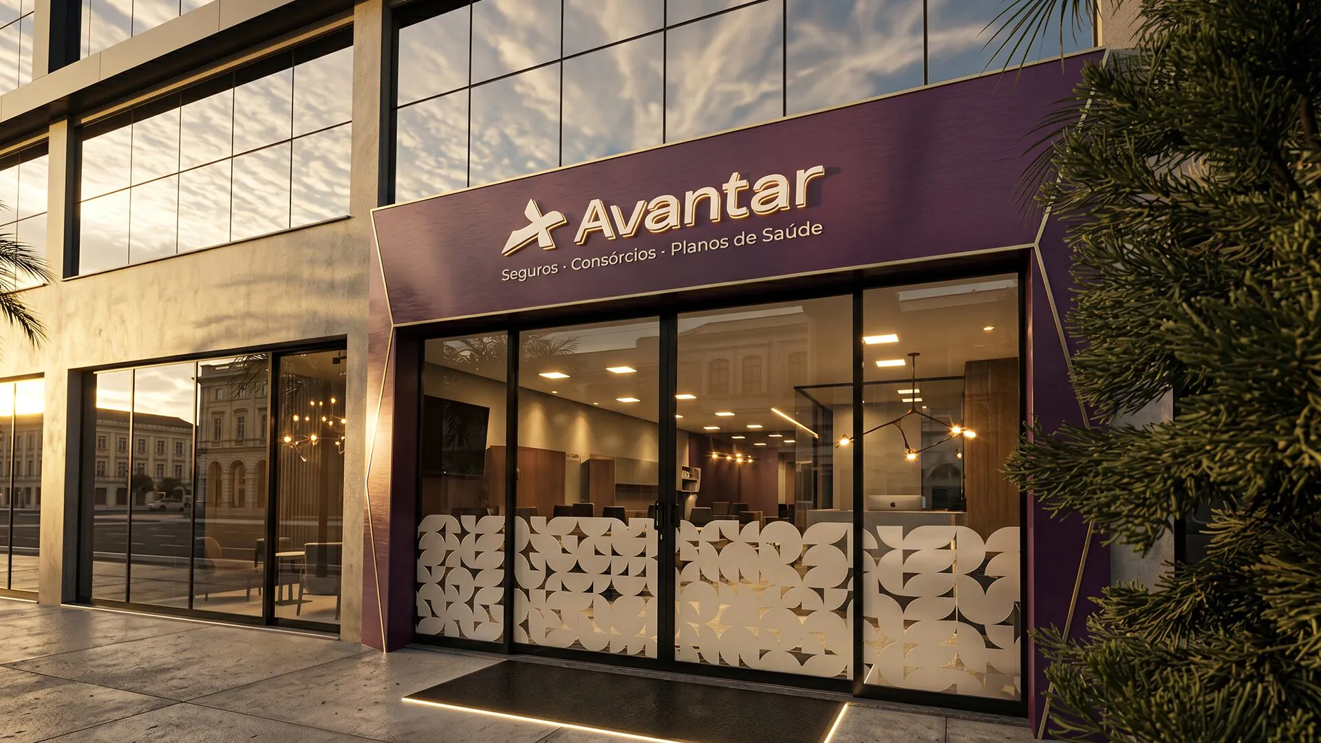 Avantar Fachada de unidade Avantar com sinalização em relevo