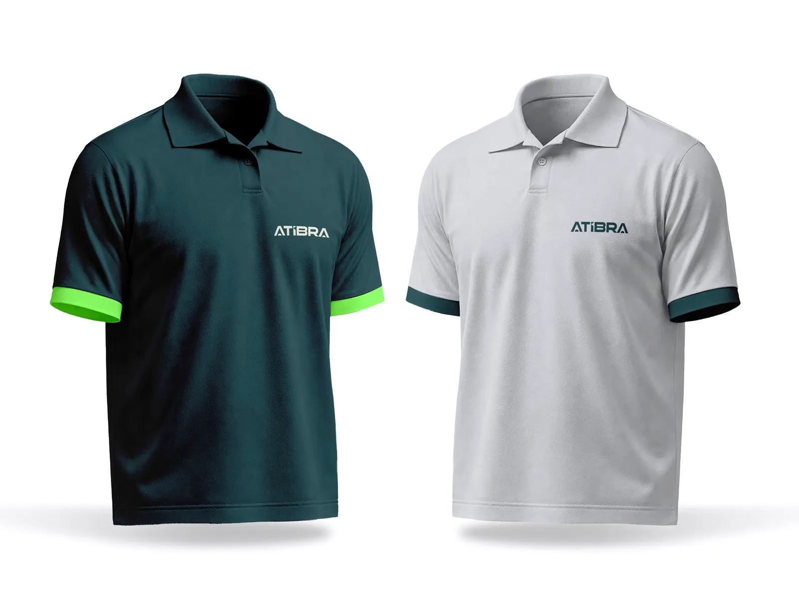 Atibra Camisas polo verde petróleo e cinza com o logotipo Atibra