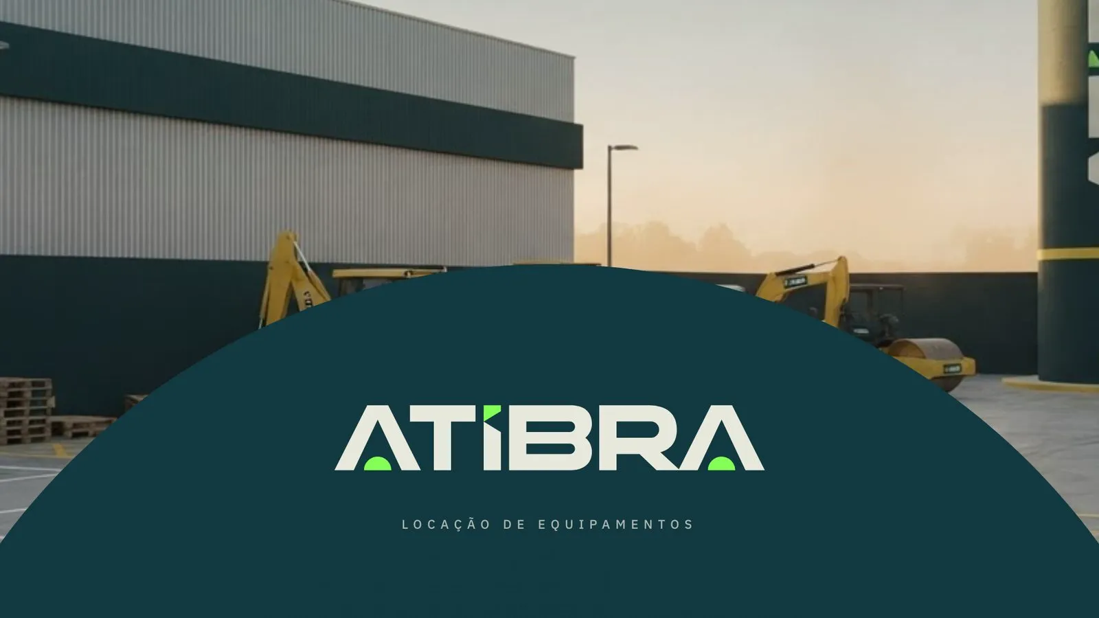 Atibra Capa de apresentação com foto aérea do galpão e o logotipo Atibra