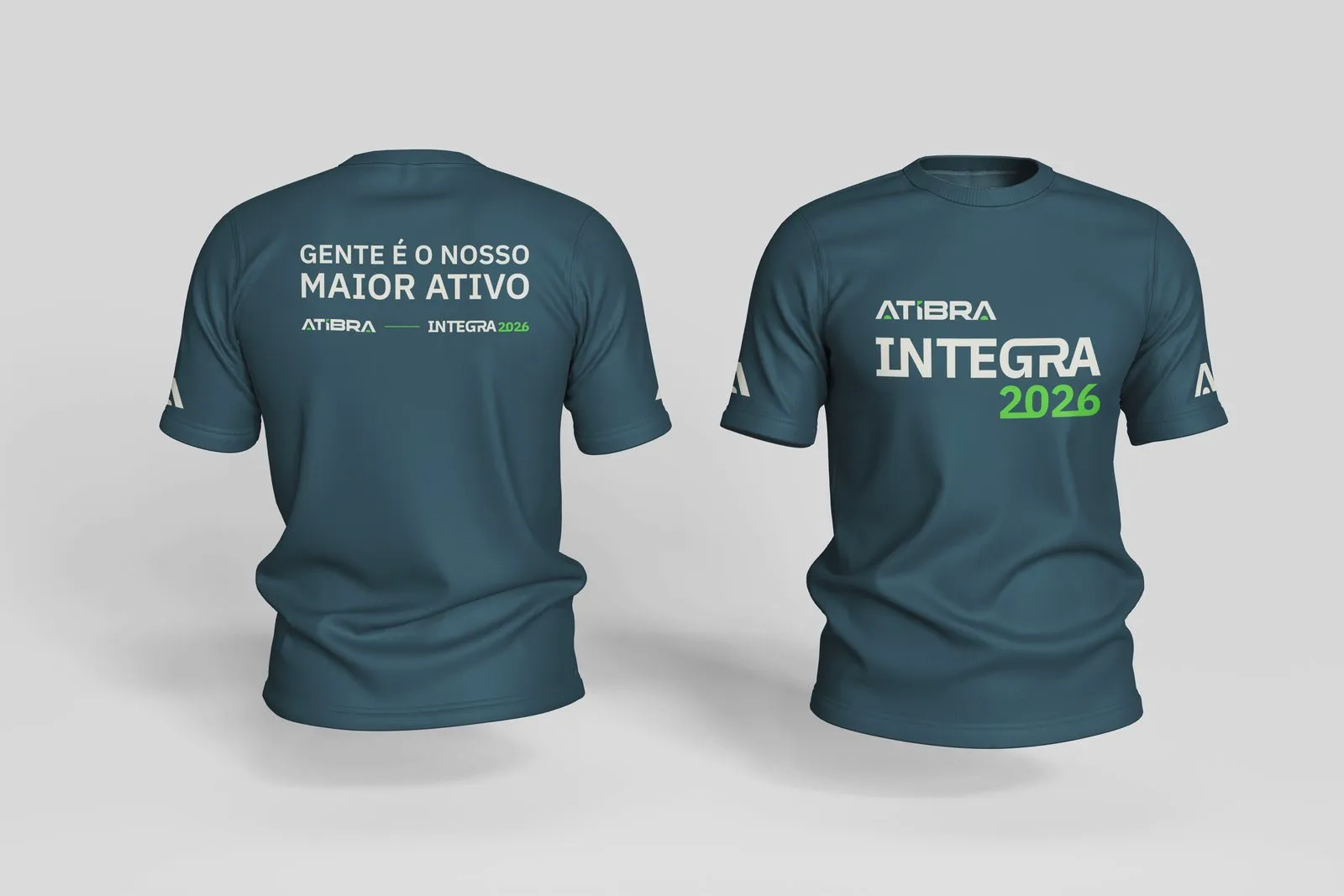 Atibra Camisetas do Integra 2026 com a frase Gente é o nosso maior ativo