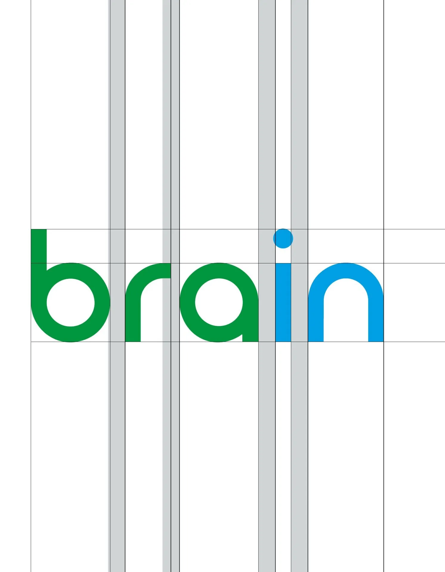 Grade de construção do logotipo Brain com terminações retas