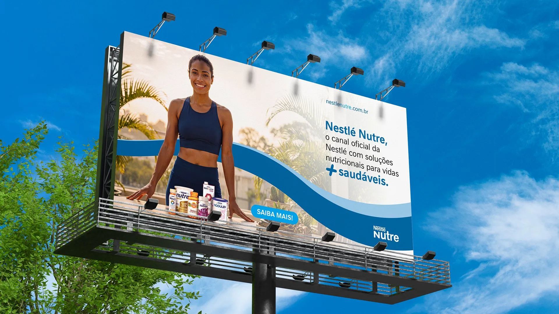 Nestlé Nutre Simulação de outdoor institucional da Nestlé Nutre contra o céu